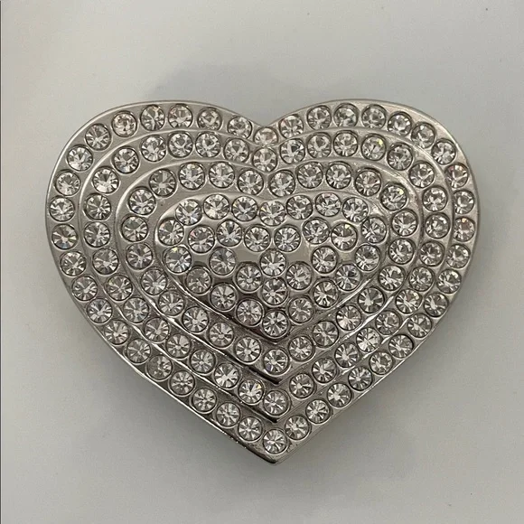 Silver Heart Crystal Belt Buckle - Picture 1 of 6